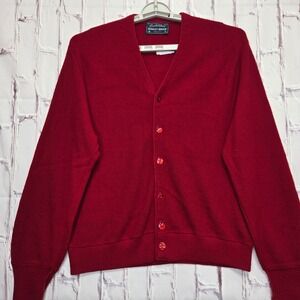 Vintage 60s Arnold Palmer Robert Bruce Cardigan Red PGA Golf Knit Sweater Mens L